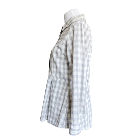 Anthropologie 11 1 Tylho Gingham Peplum Button Down Shirt Women’s Top Small - Picture 6 of 8